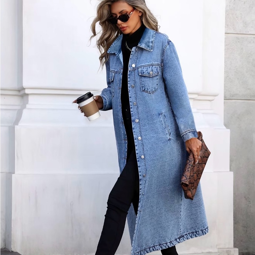 Classic Blue Denim Longline Jacket